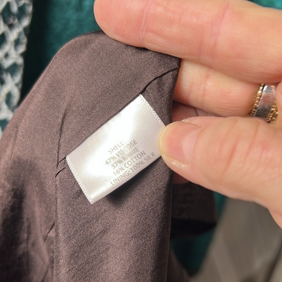 Eileen Fisher Women Brown Open Front Lagenlook Silk Blend Dinner Jacket Size 1X - Picture 7 of 8